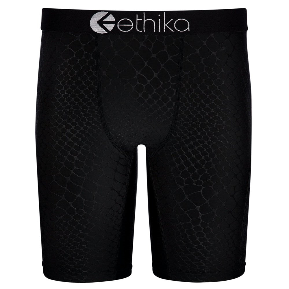 Ethika Mens Python Embossed Black Staple
