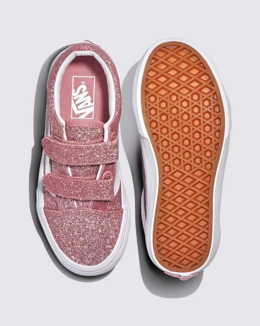 Vans Old Skool V Kids Glitter Rose Gold
