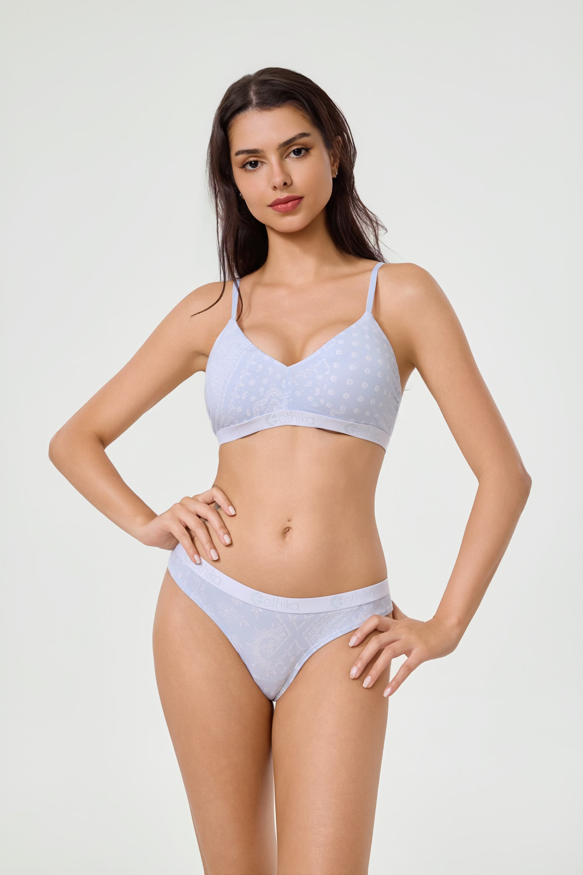 Ethika Womens Ice Paisley V-Neck Bra