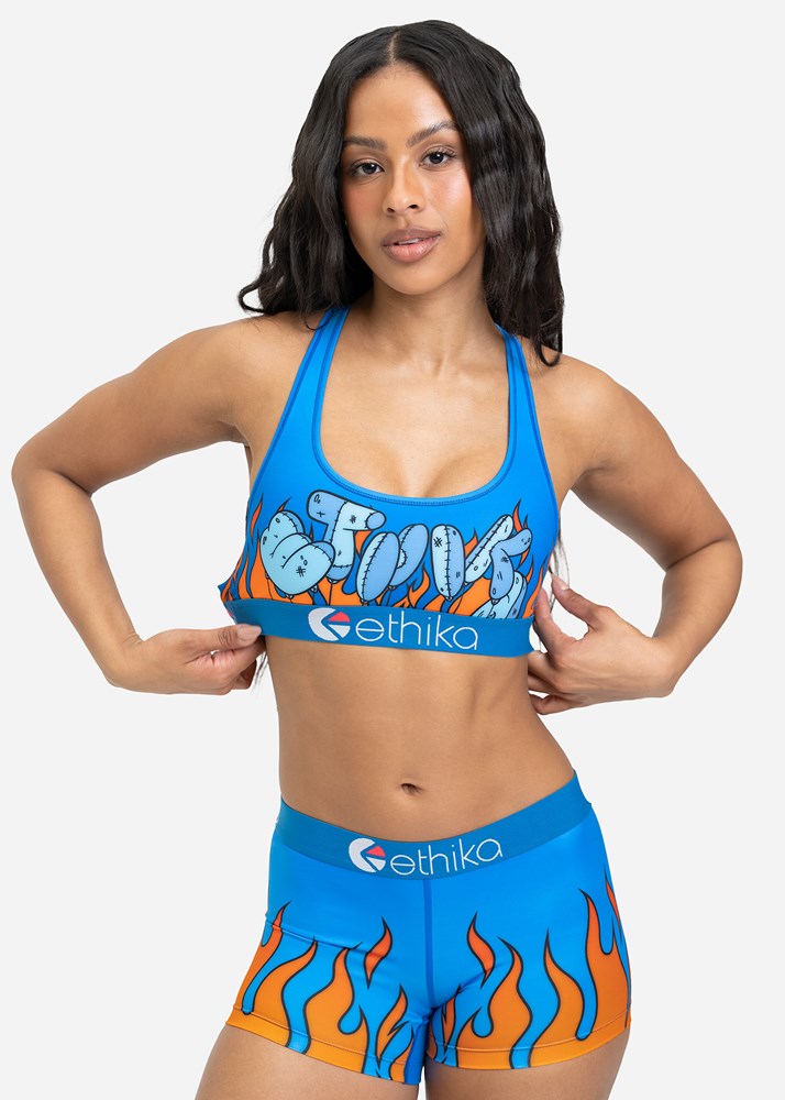 Ethika Womens Down In Flames Sports Bra
