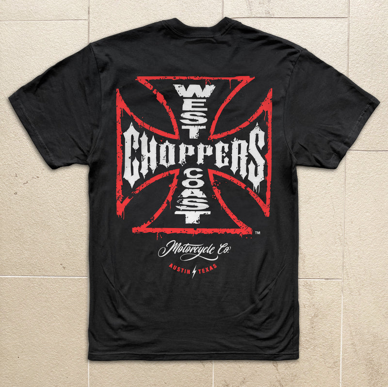 West Coast Choppers Weathered Cross - Black/Red