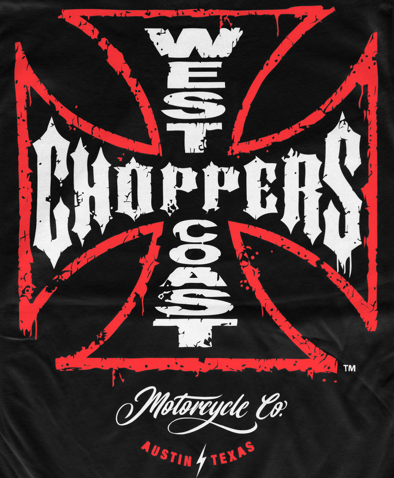 West Coast Choppers Weathered Cross - Black/Red