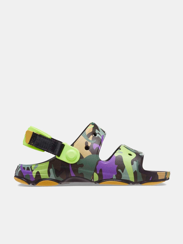 Crocs Kids All Terrain Dino Camo Sandal - Neon Purple / Multi - Empire Skate