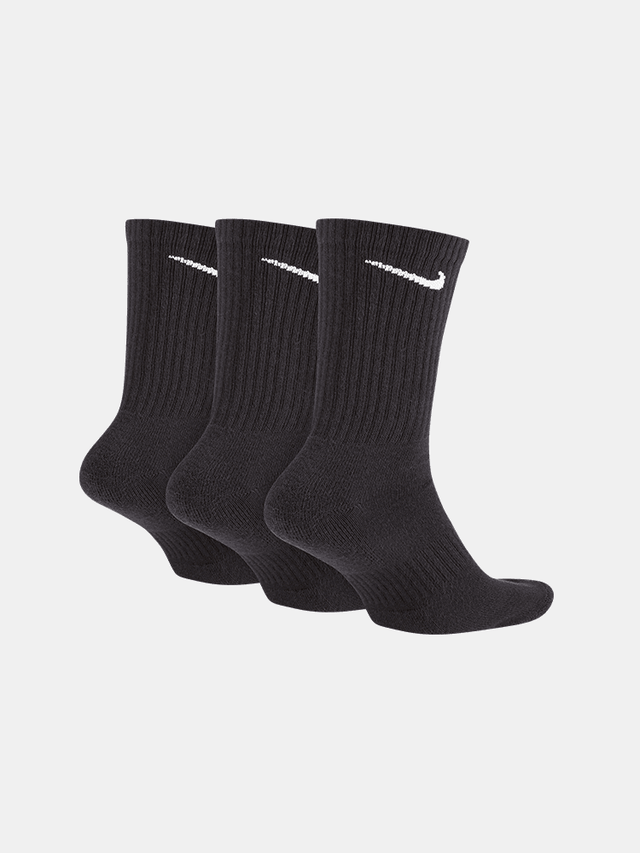 Nike Everyday Cotton Cushioned Crew Socks 3 Pack - Black / White-Socks-Empire Skate