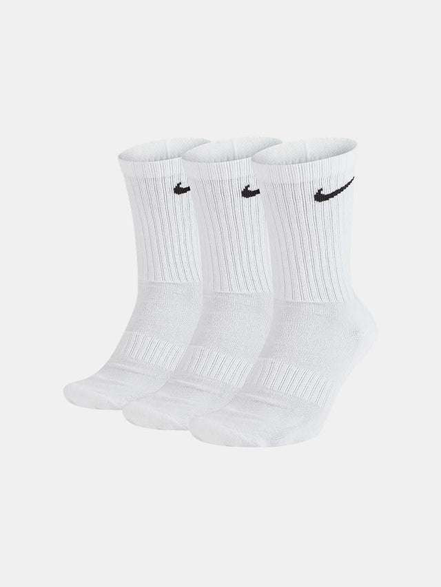 Nike Everyday Cotton Cushioned Crew Socks 3 Pack - White / Black-Socks-Empire Skate