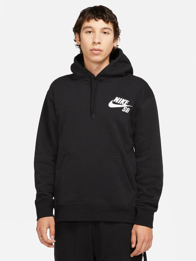 Nike SB Icon Pullover Hoodie - Black / White-Hoods-Empire Skate