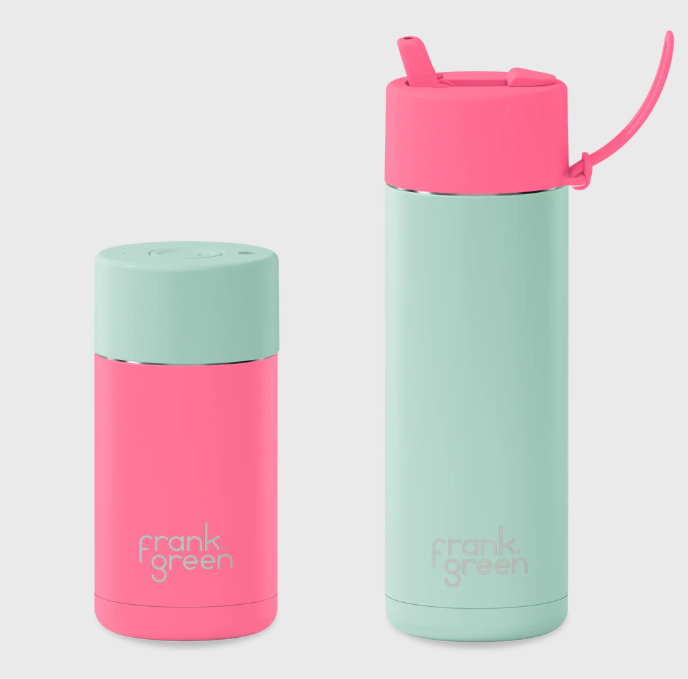 Frank Green The Essential Gift Set Small - Bubblegum Blast/Peppermint with Flip Straw Lid
