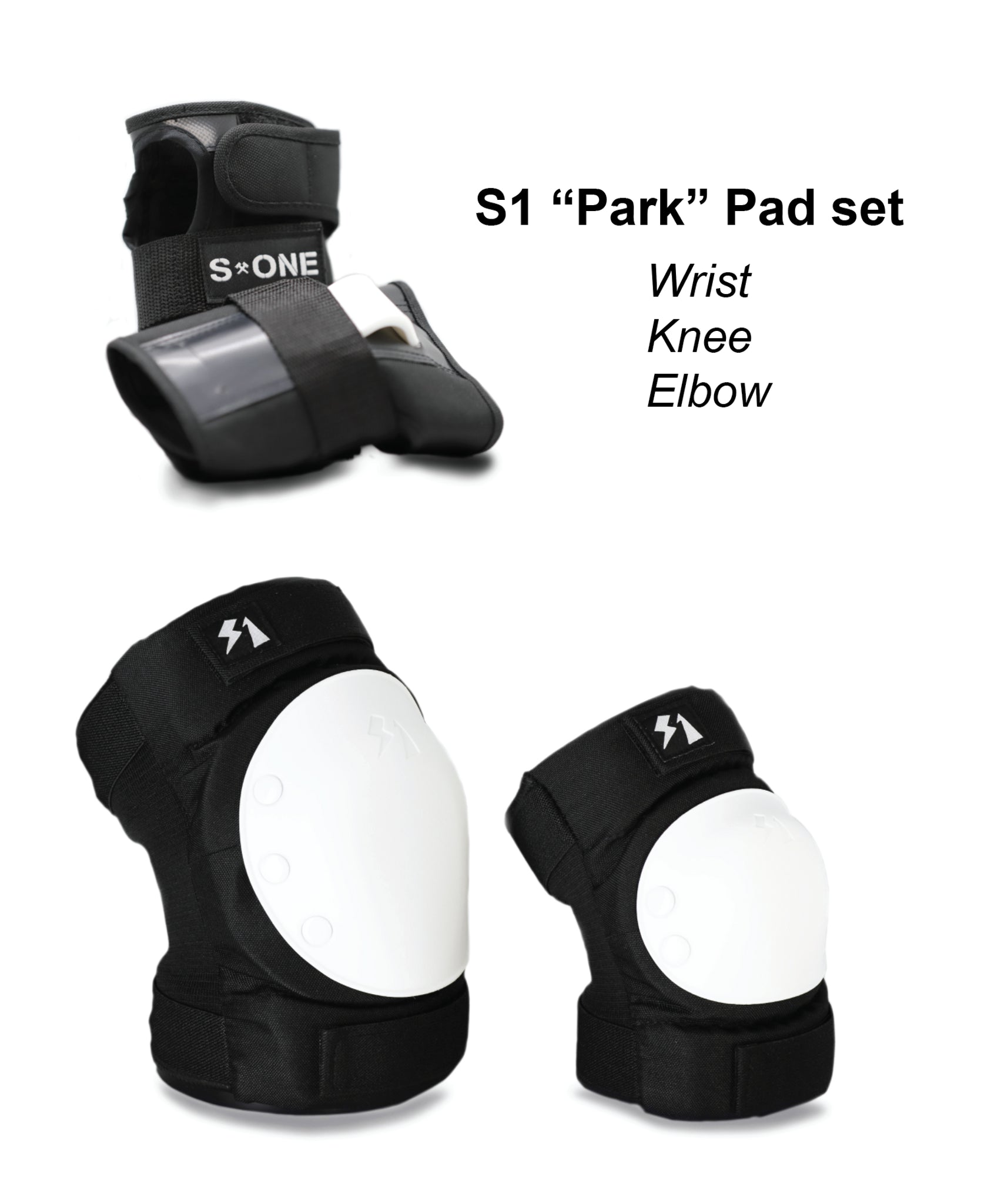 S1 Park Pad Set Knee/Elbow/Wrist - Black/White