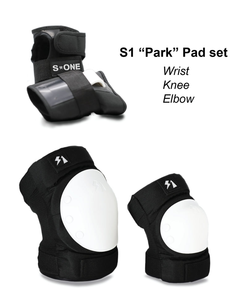 S1 Park Pad Set Knee/Elbow/Wrist - Black/White