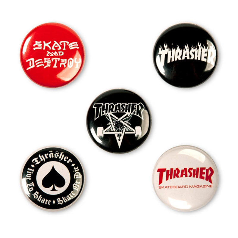 Thrasher Logo Buttons 5 Pack