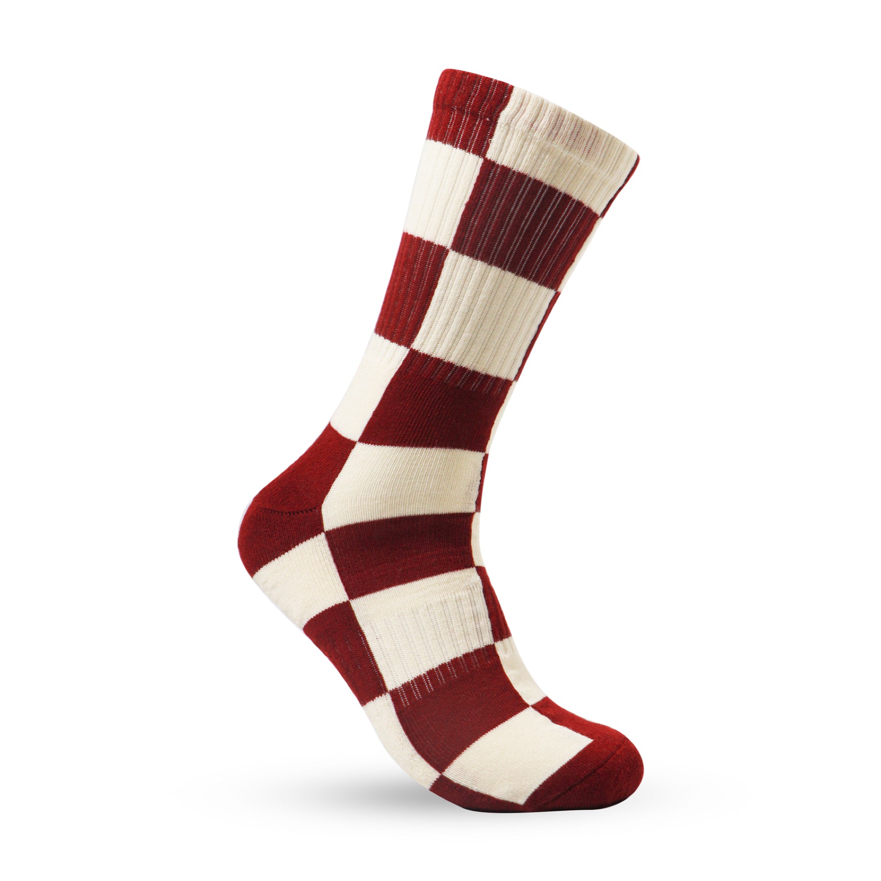 Globe Singles Crew Sock - Maroon/Natural Check