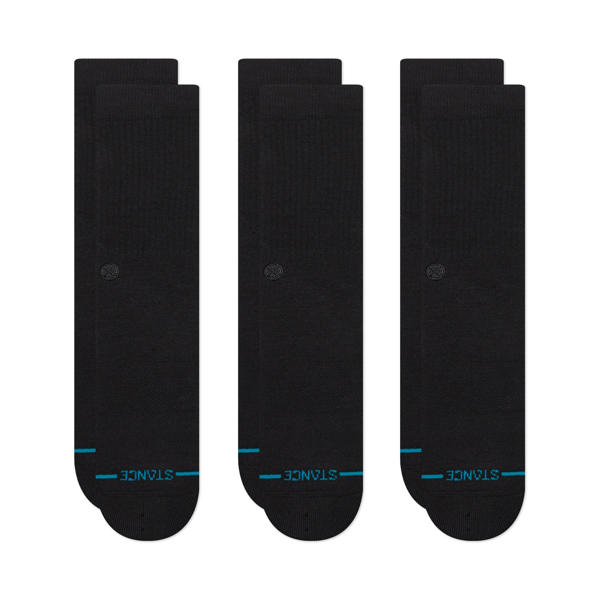 Stance Icon 3 Pack Crew Socks - Black/Black