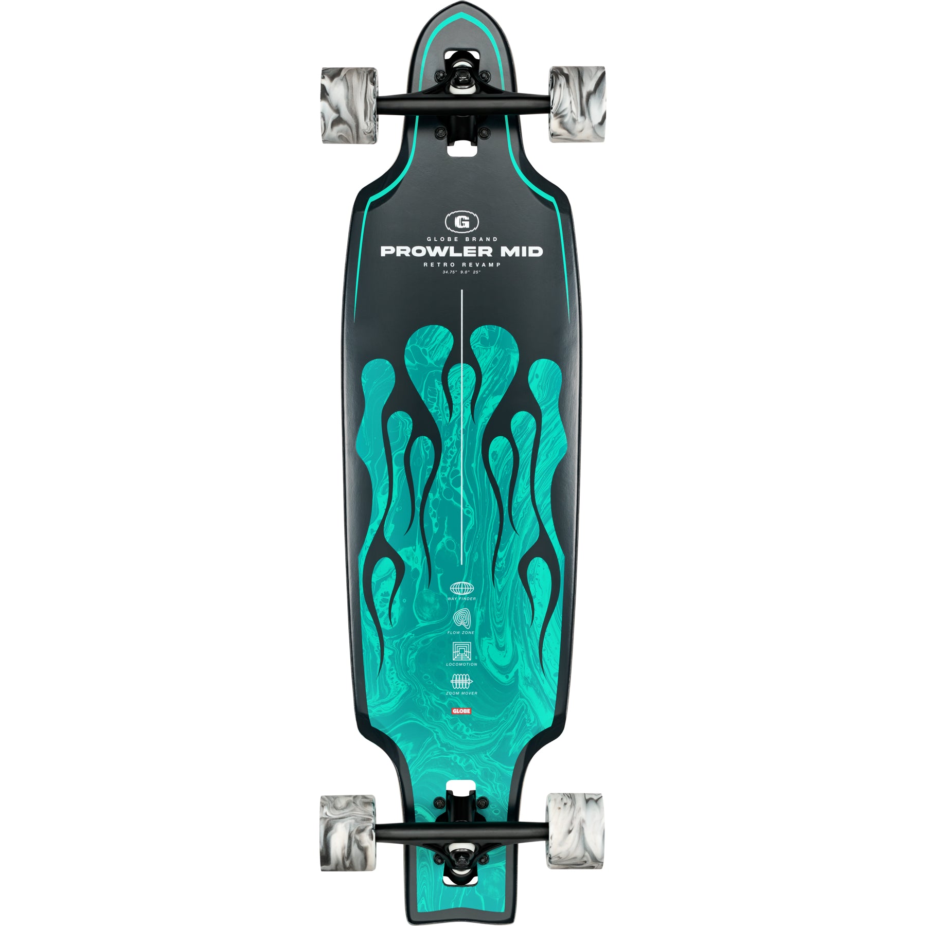 Globe Prowler Mid 34" Longboard - Green Flames